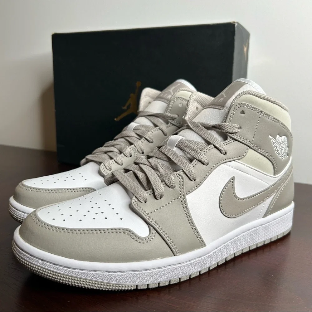 Nike Air Jordan 1 Mid Linen College Grey/Light Bone (8.5M/10W)